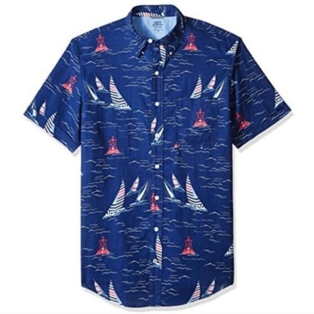 Izod Saltwater Relaxed Classics Button Down Shirt‎ Sailboat Theme 2XL